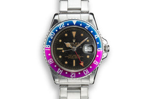 1963 Rolex PCG GMT-Master 1675 Fuchsia with Gilt Underline Dial and All Red 24 Hour Hand