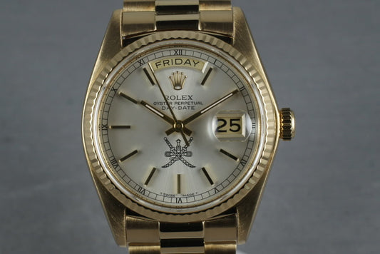 1981 President 18038 Box and Papers with Silver Oman Dial