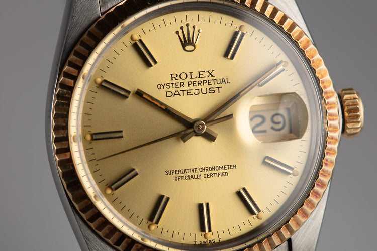 1982 Rolex Two-Tone DateJust 16013 Champagne Dial with Box and Papers