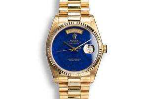 1982 Rolex 18k YG Day-Date 18038 Lapis Dial with Box and Booklets