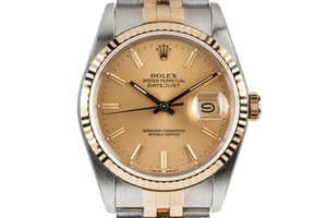 1988 Rolex Two Tone Date-Just 16233 with Box and Papers