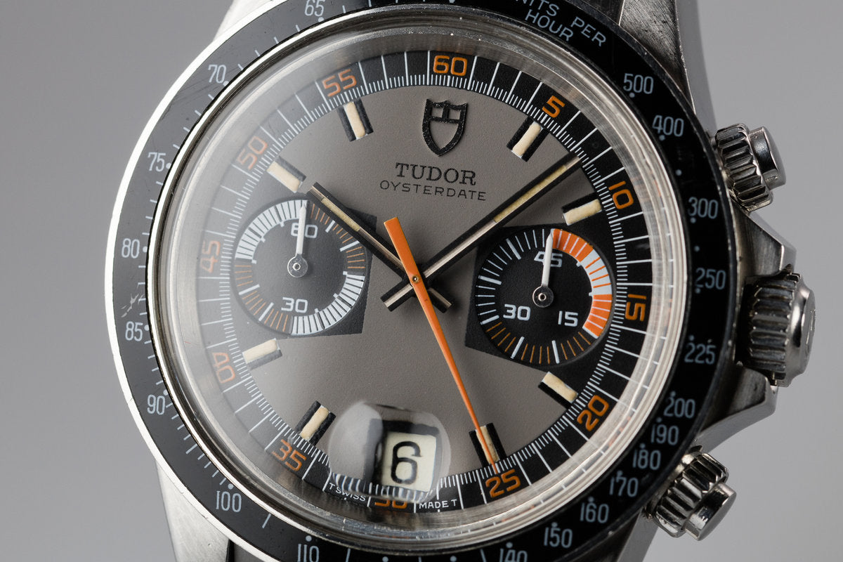Tudor 7149/0 — Black and Grey Dial. · Photo: HQ Milton · © HQ Milton, used with permission · Source: https://hqmilton.com/products/1974-tudor-monte-carlo-7149-0-grey-dial