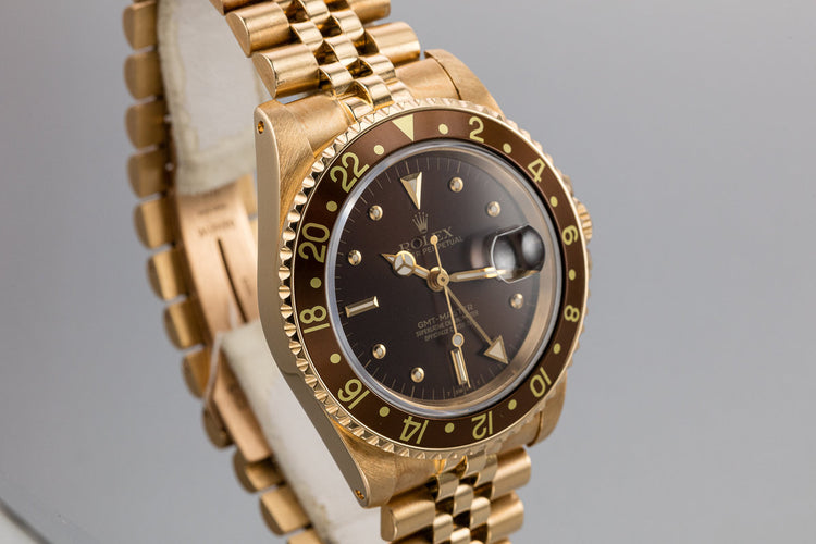 1984 Rolex 18K YG GMT-Master 16758 with Brown Nipple Dial