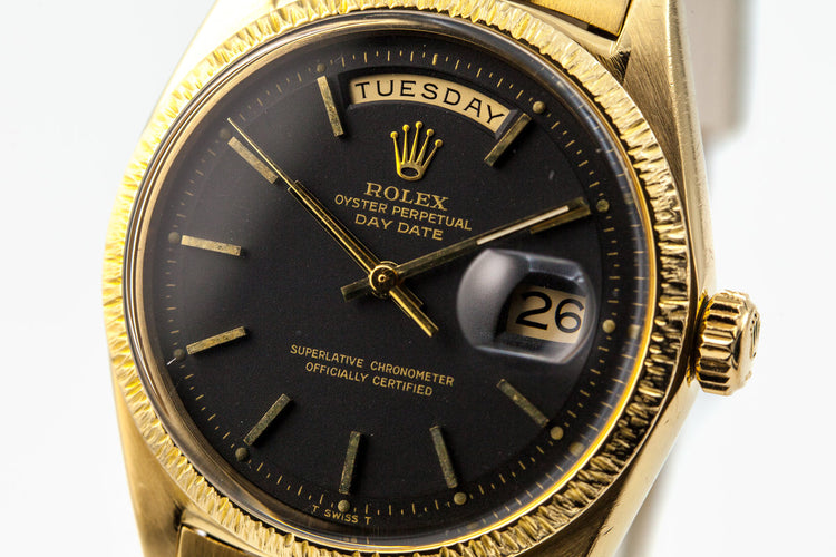 1969 Rolex YG Bark Day-Date 1807 Matte Black Dial