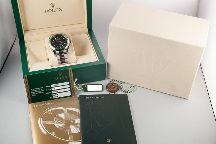 2009 Rolex Milgauss 116400V with Box and Papers