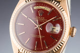 1968 Rolex 18K Day-Date Stella Ox Blood Dial with Arabic Day and Date Disk
