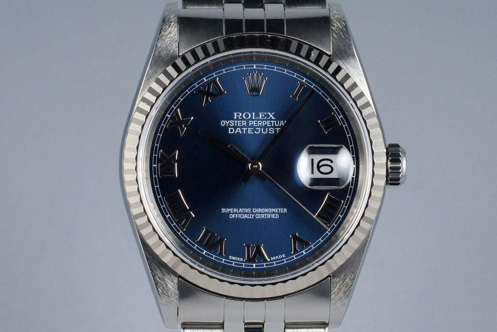 2001 Rolex DateJust 16234 Blue Roman Dial