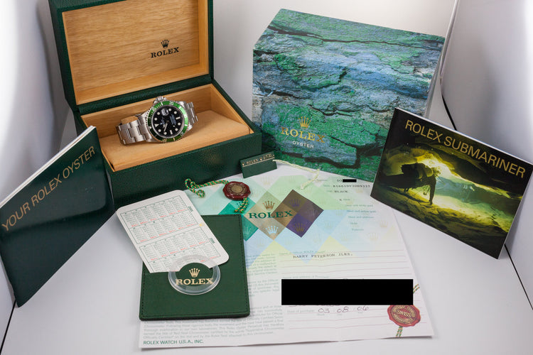 2005 Rolex Submariner 16610 Green Bezel with Box and Papers