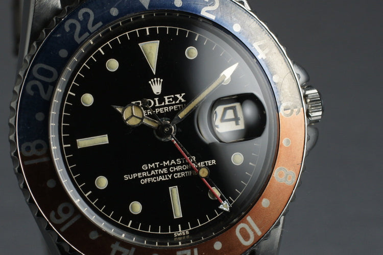 1960 Rolex GMT 1675 PCG with Glossy Gilt Chapter Ring Dial