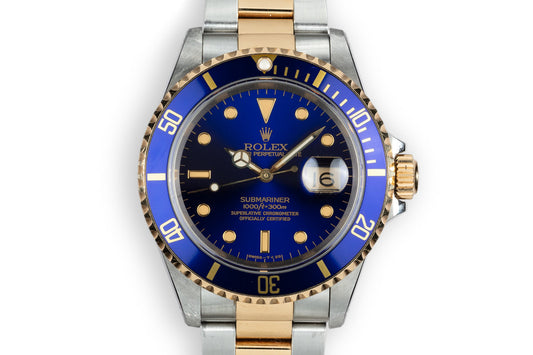 1991 Rolex Two-Tone Submariner 16613 Blue Dial
