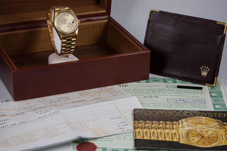 1990 Rolex YG Day-Date 18238 with Box and Papers