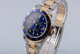 2003 Rolex 18k & Stainless Submariner Blue Dial with Box, Booklets & Service Card