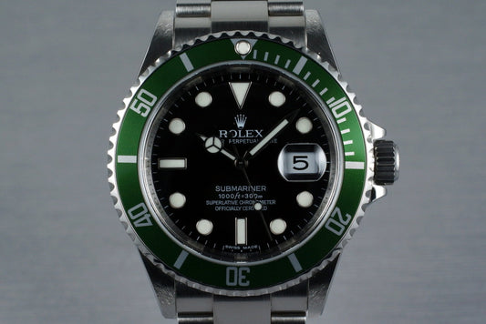 2007 Rolex Green Submariner 16610 with Box and Papers
