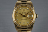 1990 Rolex YG Day-Date 18238 with Diamond Dial