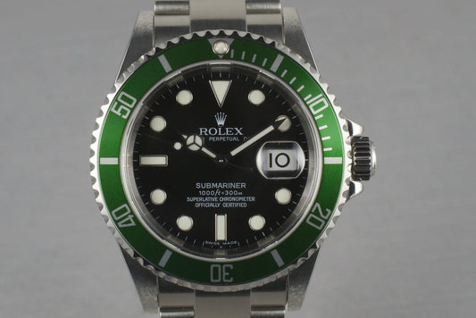 Rolex Green Submariner 16610 LV   with Box and Papers Z serial