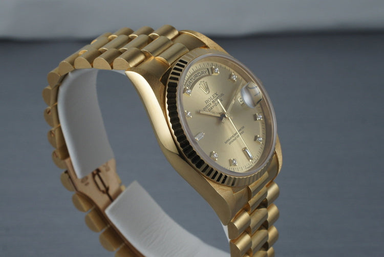 1995 Rolex YG Day-Date 18238 with Diamond Dial