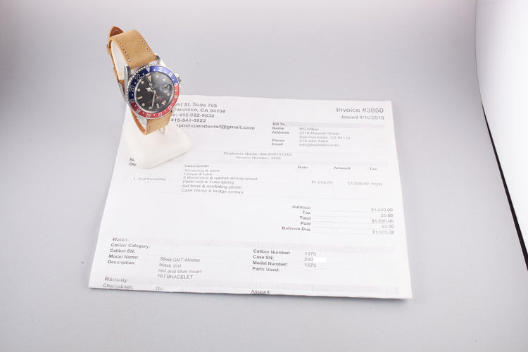 1970 Rolex GMT-Master 1675 with Service Papers
