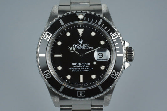 1990 Rolex Submariner 16610 with Rolex Service Card
