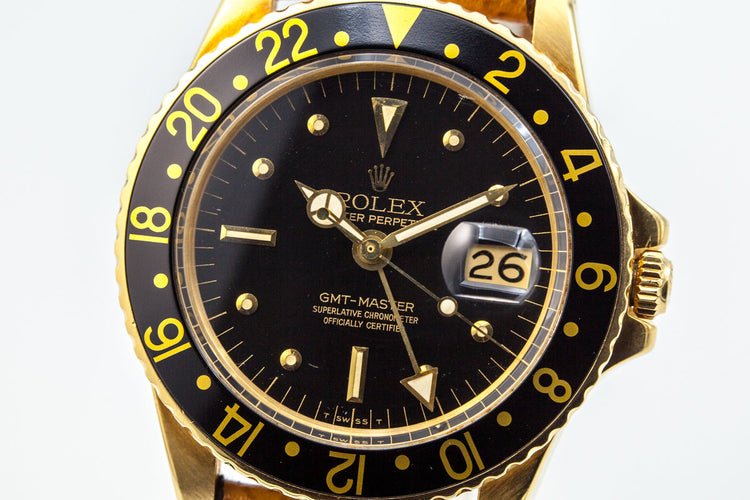 1970 Rolex 18K YG GMT 1675 Black Dial