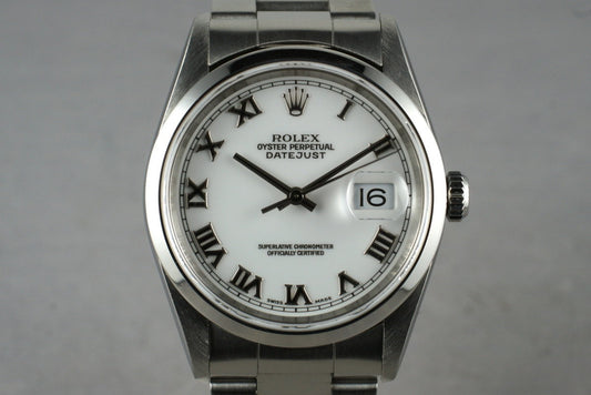 1997 Rolex DateJust 16200 White Roman Numeral Dial with Box  Papers