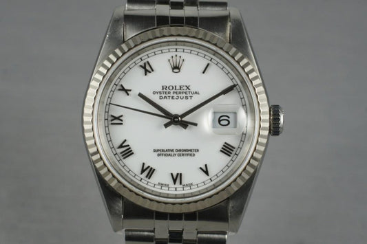 1995 Rolex Datejust 16234 White Roman Dial