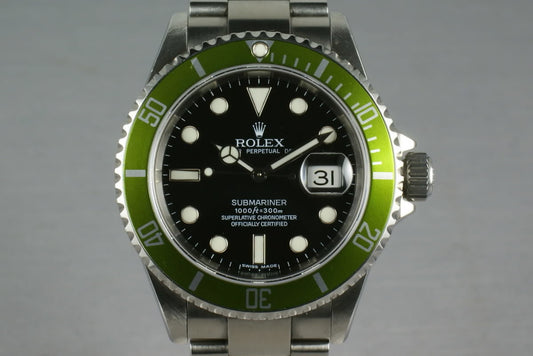 Rolex Green Submariner 16610 LV with Box and Papers