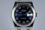 2007 Rolex DateJust 116200 Blue Arabic Dial with Box and Papers