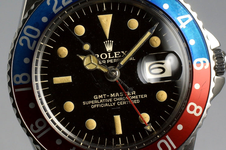 1963 Rolex GMT 1675 PCG Gilt Chapter Ring Underline Dial