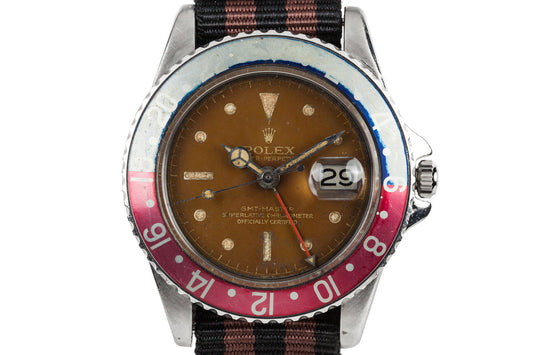 1961 Rolex GMT-Master 1675 Pointed Crown Case with Gilt Tropical Dial