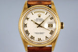 1984 Rolex YG Day Date 18038 Cream Pyramid Dial with Box and RSC Papers