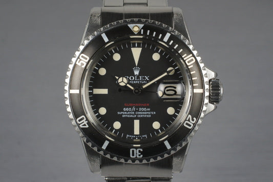 1972 Rolex Red Submariner 1680 Mark V Dial with Box and Papers