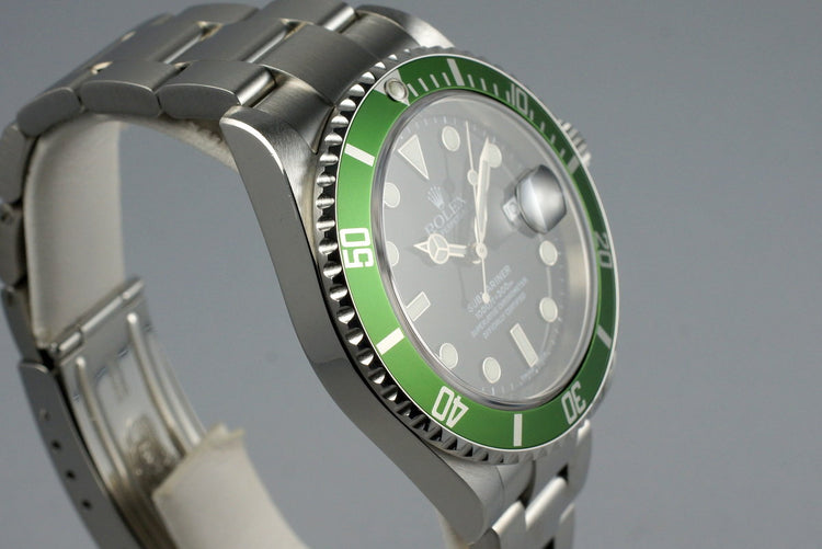 2004 Rolex Green Submariner 16610LV Mark II Dial with Box and Papers