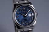 2005 Rolex DateJust 116200 Blue Jubilee Roman Dial with Box and Papers