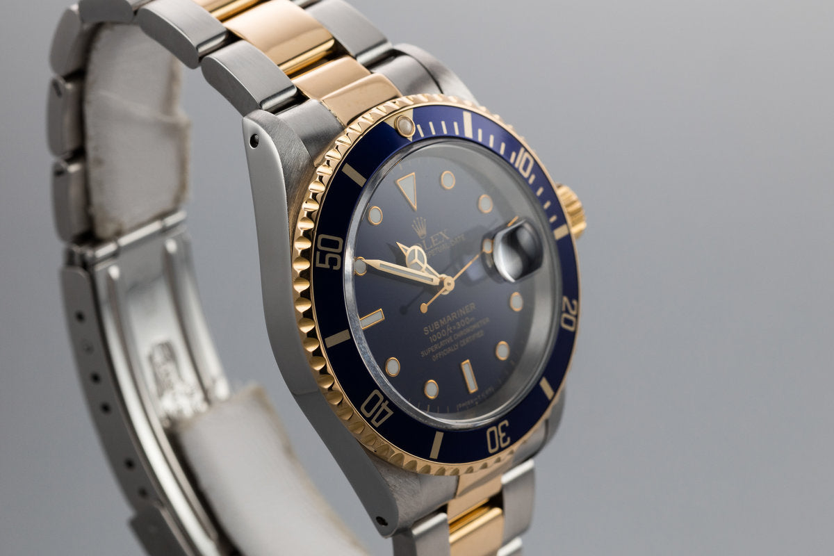 1997 Rolex Two Tone Submariner 16613 Blue Dial with Box and Papers