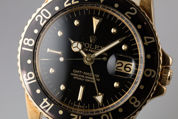 1969 Rolex 18K YG GMT-Master 1675 with Black Nipple Dial