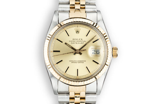 1978 Rolex Two-Tone DateJust 1601 Champagne Dial with Box and Papers