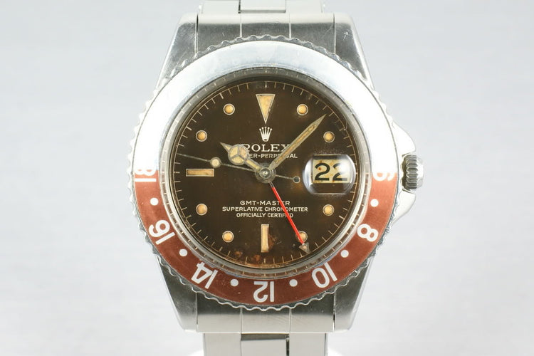 Rolex GMT 1675 Brown Chapter Ring Dial with Pointy Crown Gaurd Case