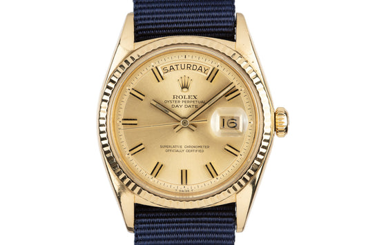 1970 Rolex 18K YG Day-Date 1803 with "Wideboy" Dial