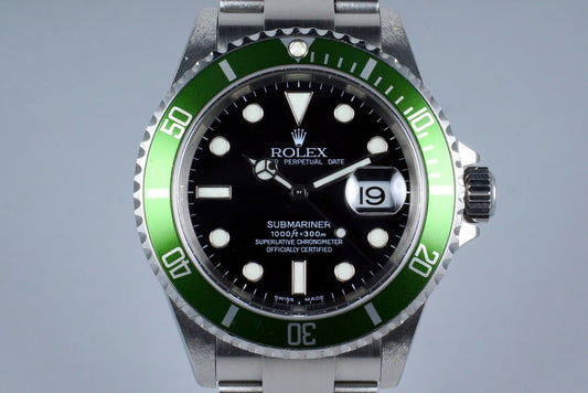 2004 Rolex Green Submariner 16610V with Box and Papers (FULL SET)