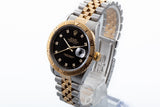 1991 Rolex18k/SS DateJust Thunderbird 16263 with Black Diamond Dial with Hangtag