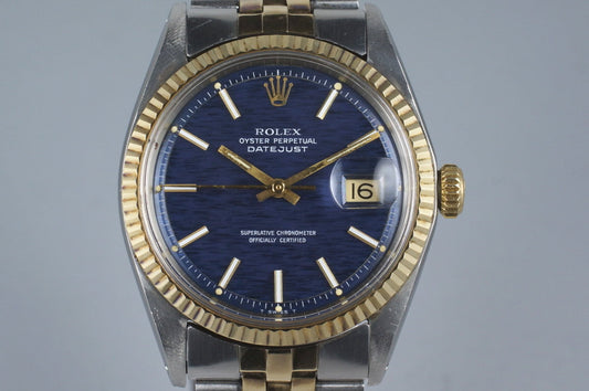 1971 Rolex Two Tone DateJust 1601 Blue Textured Dial