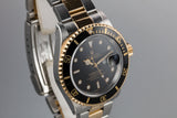 1991 Rolex Two-Tone Submariner 16613 Black Dial with Box, Papers, and Service Papers