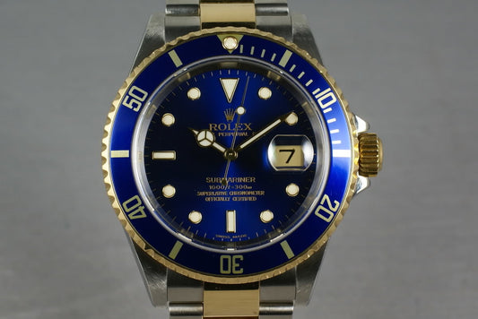 Rolex Submariner 18K/SS Blue Dial 16613 with Box and Papers