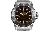1959 Rolex Submariner 5512 with Tropical Gilt Chapter Ring Dial, Red Triangle Bezel, and Big Logo Stretch Bracelet