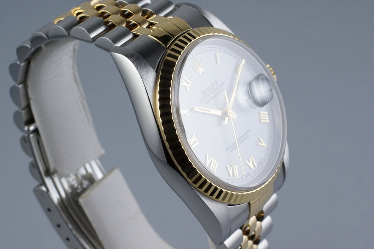 1994 Rolex Two Tone DateJust 16233 White Roman Numeral Dial with Box and Papers
