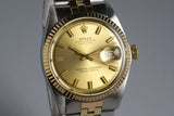 1972 Rolex Two Tone Datejust 1601 Champagne 'Wide Boy' Sigma Dial