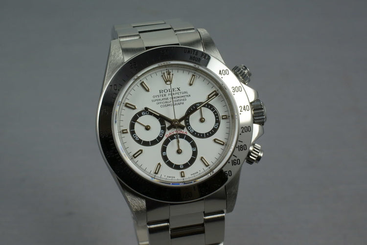 Rolex SS Zenith Daytona 16520 “white dial ” MINT and unpolished Box and papers