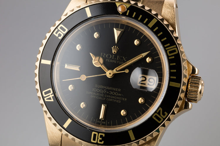 1981 Rolex 18K YG Submariner 16808 Matte Black Nipple Dial