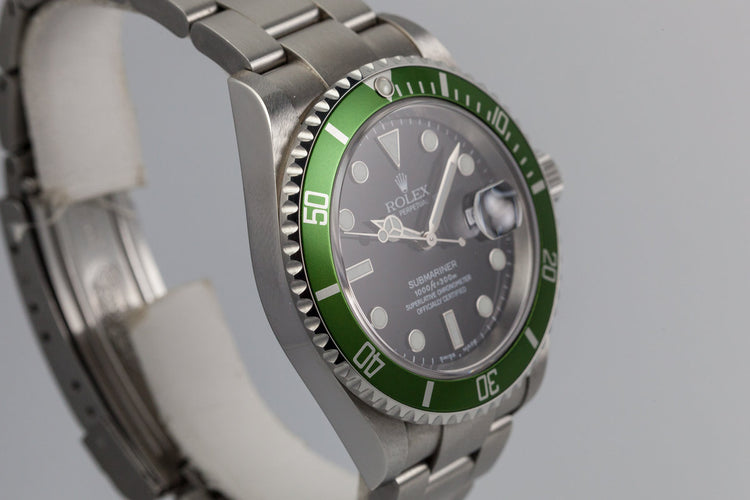 2002 Rolex Green Submariner "Y Serial" 16610LV with Box and Papers