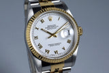 1994 Rolex Two Tone DateJust 16233 White Roman Numeral Dial with Box and Papers
